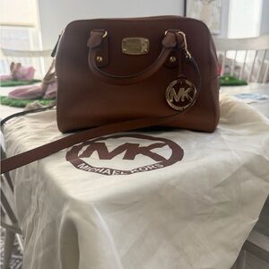 Michael Kors Brown/Tan Leather Purse with MK Charm